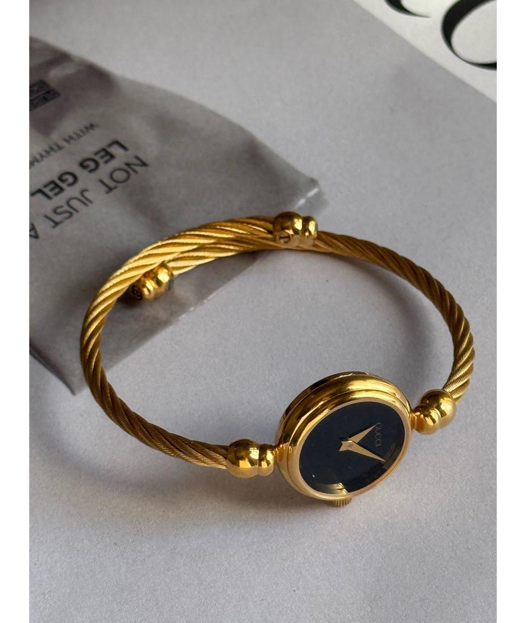 GUCCI Черные позолоченные часы, фото 6