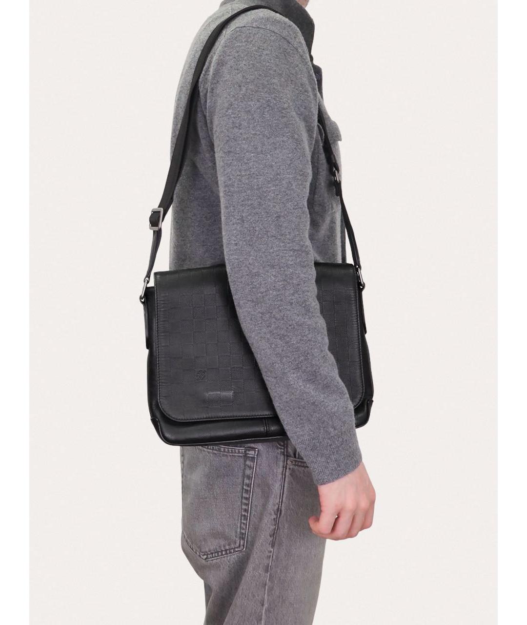 LOUIS VUITTON Черная кожаная сумка на плечо, фото 8