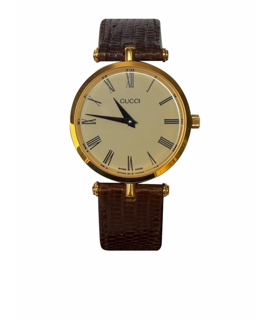 GUCCI Коричневые позолоченные часы, фото 1