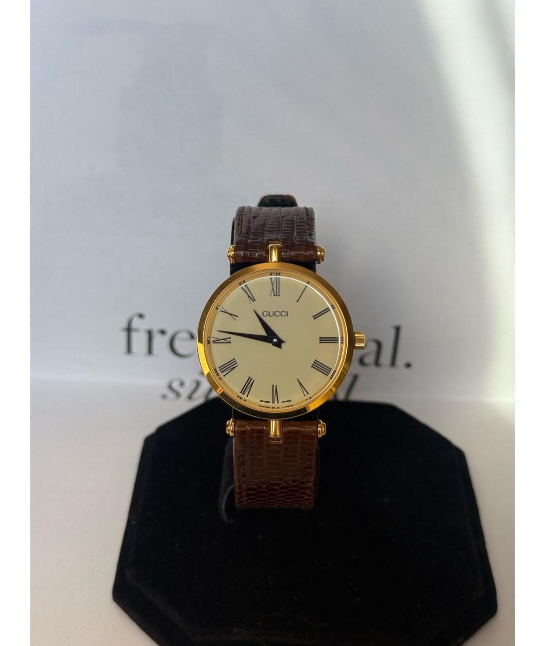 GUCCI Коричневые позолоченные часы, фото 9
