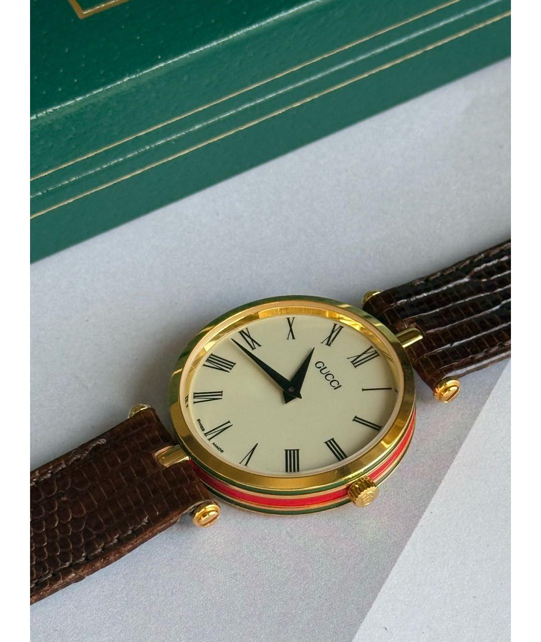 GUCCI Коричневые позолоченные часы, фото 7