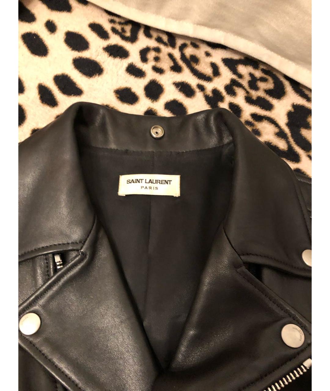 SAINT LAURENT Черная кожаная куртка, фото 3