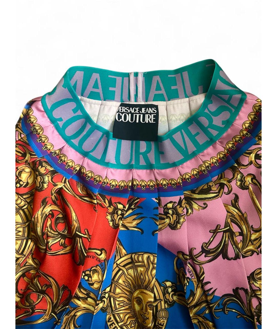 VERSACE JEANS COUTURE Мульти полиэстеровая юбка мини, фото 2