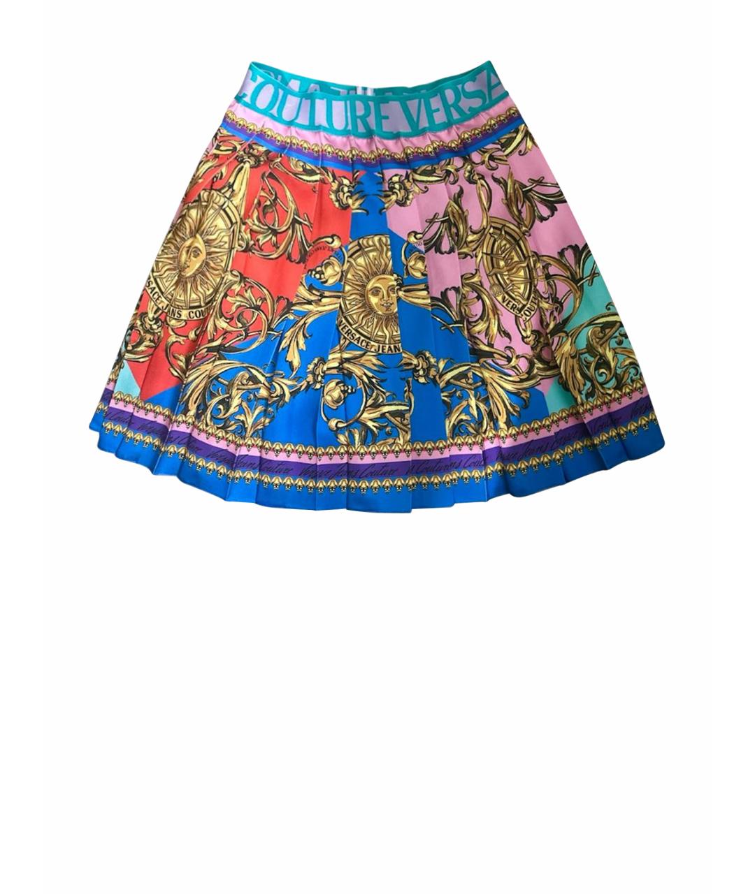 VERSACE JEANS COUTURE Мульти полиэстеровая юбка мини, фото 1