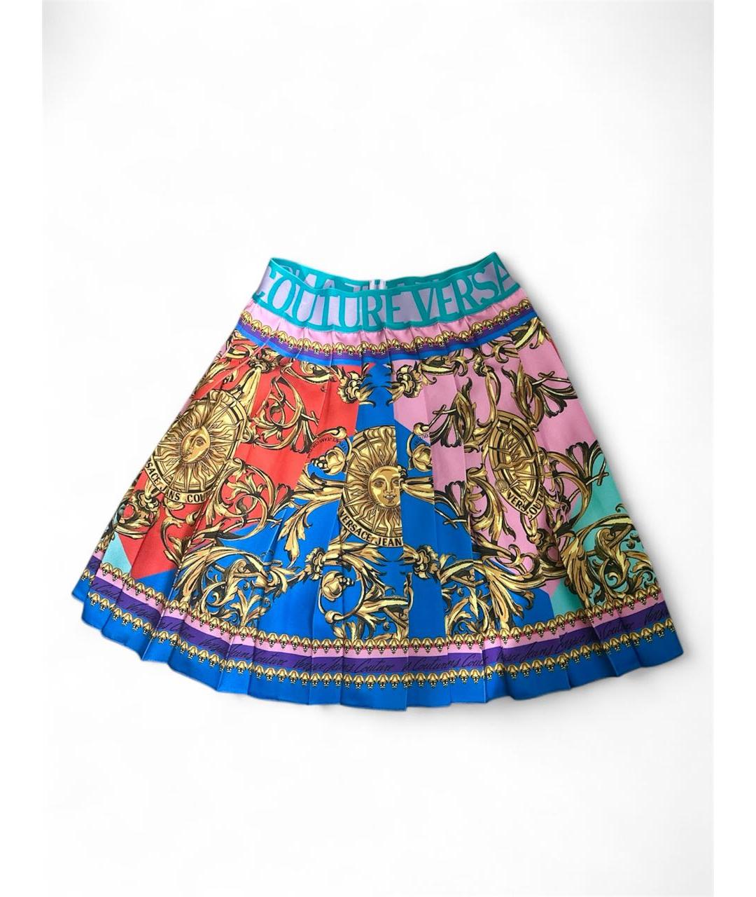 VERSACE JEANS COUTURE Мульти полиэстеровая юбка мини, фото 5