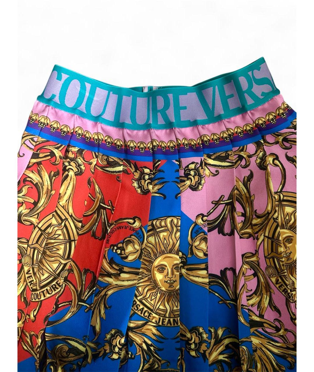 VERSACE JEANS COUTURE Мульти полиэстеровая юбка мини, фото 3