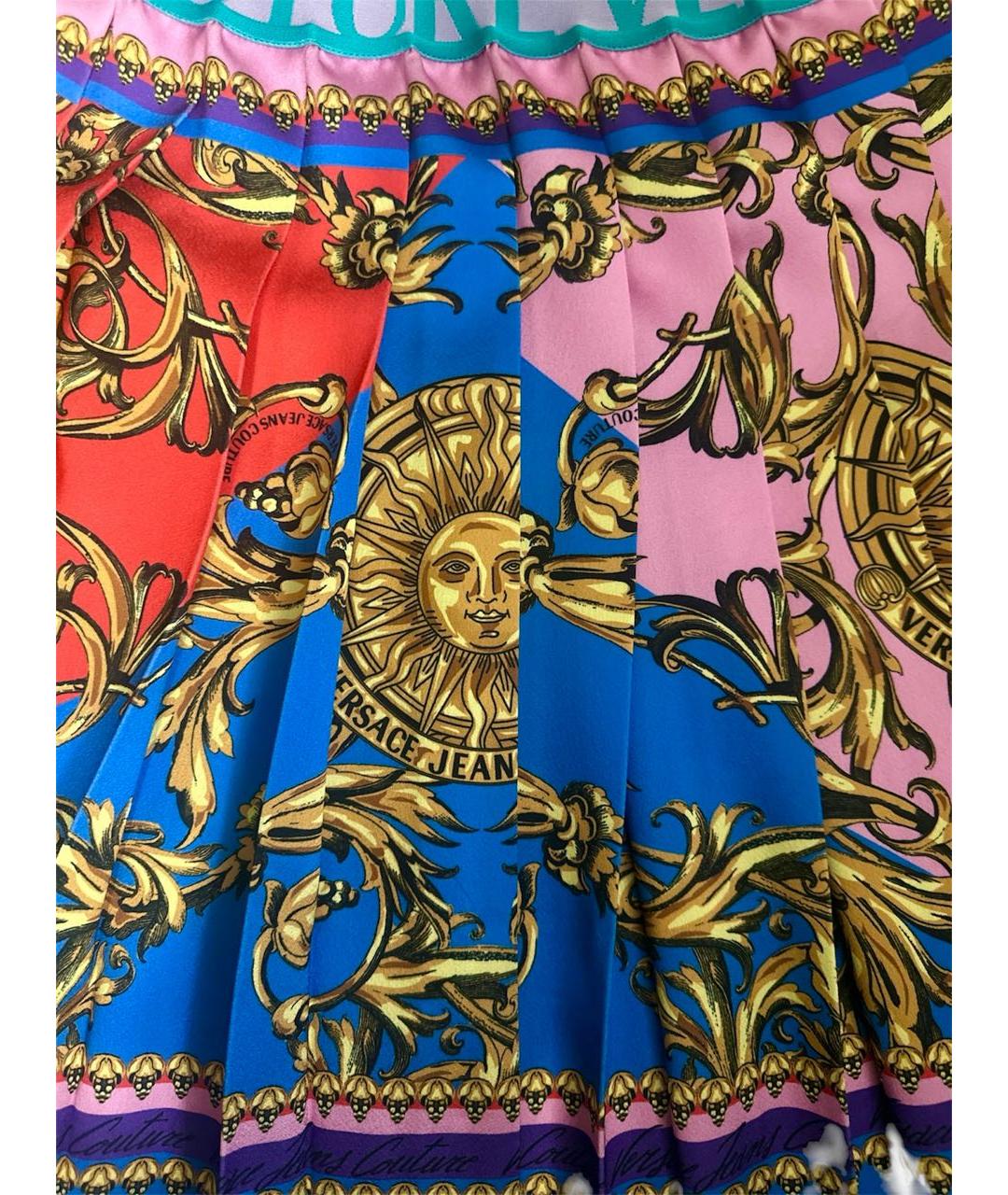 VERSACE JEANS COUTURE Мульти полиэстеровая юбка мини, фото 4