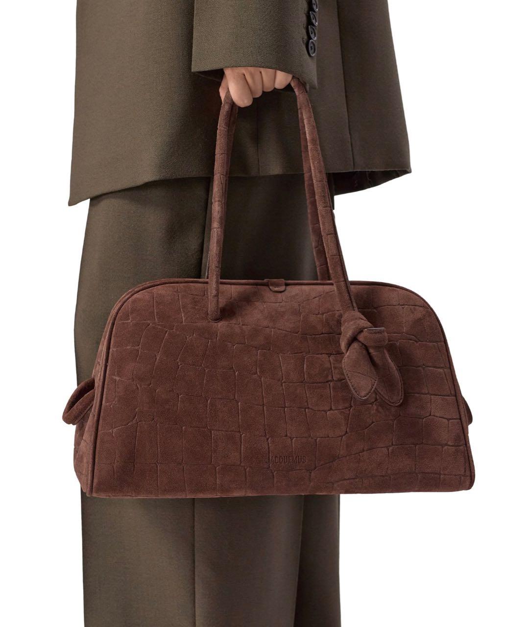 JACQUEMUS Коричневая замшевая сумка тоут, фото 7