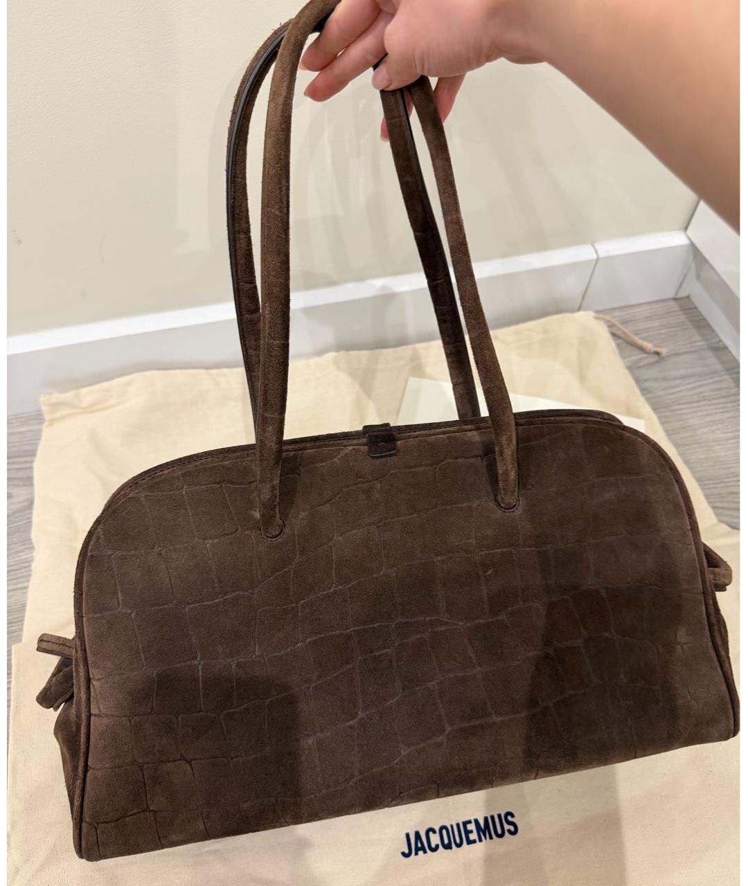JACQUEMUS Коричневая замшевая сумка тоут, фото 4