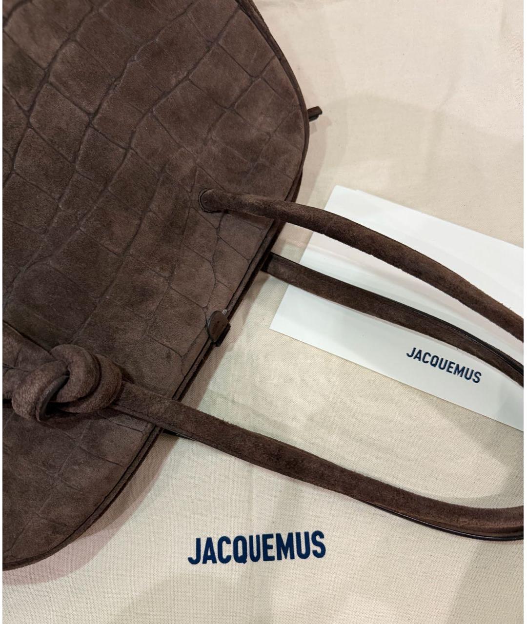 JACQUEMUS Коричневая замшевая сумка тоут, фото 2