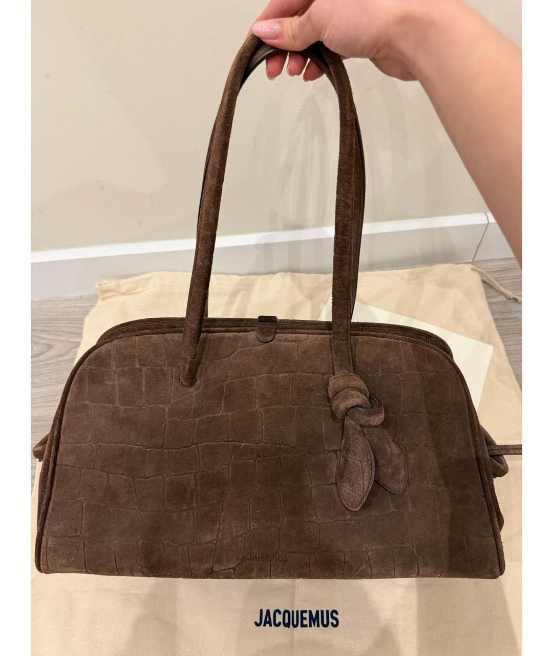 JACQUEMUS Коричневая замшевая сумка тоут, фото 3