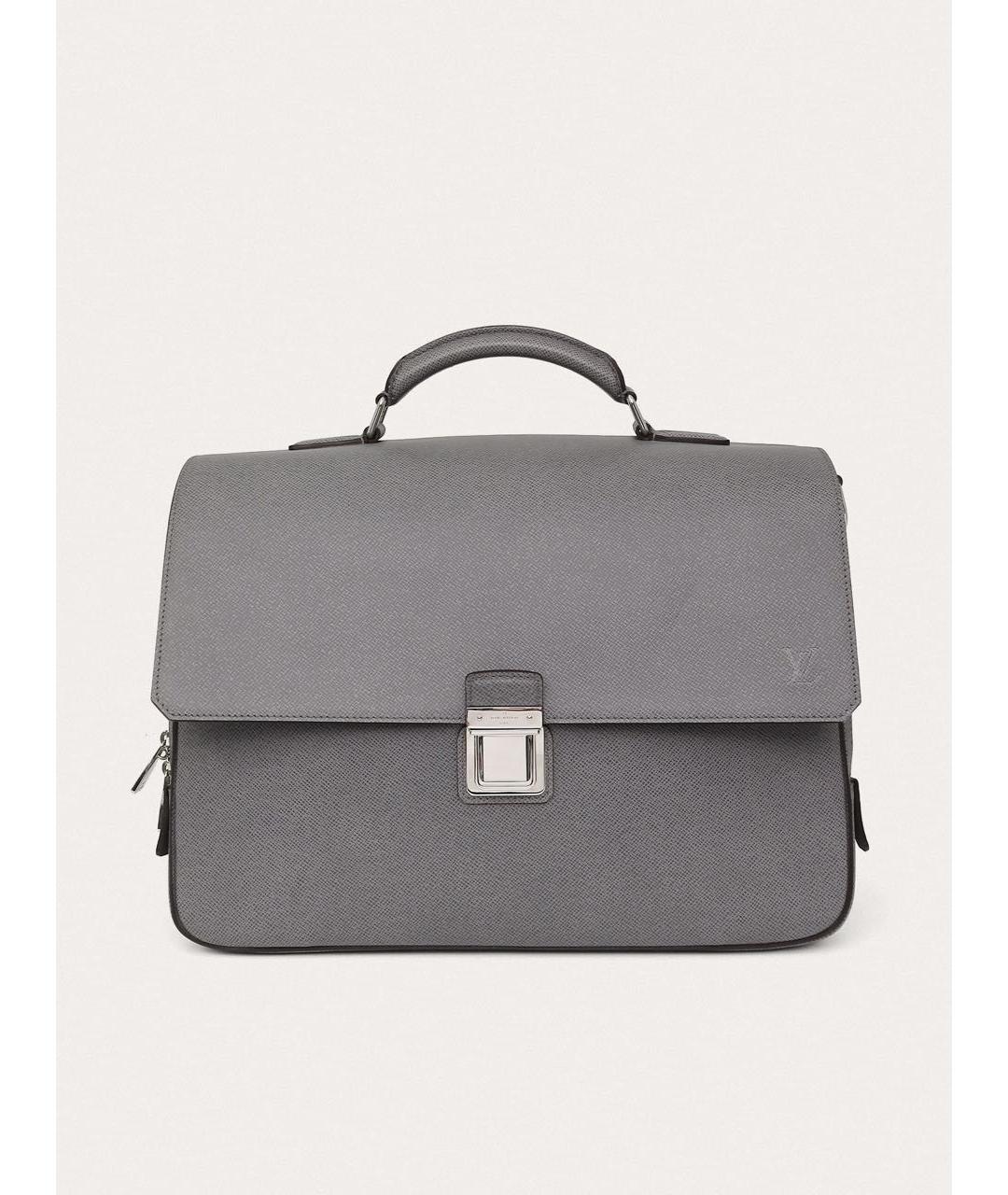 LOUIS VUITTON Серый кожаный портфель, фото 9