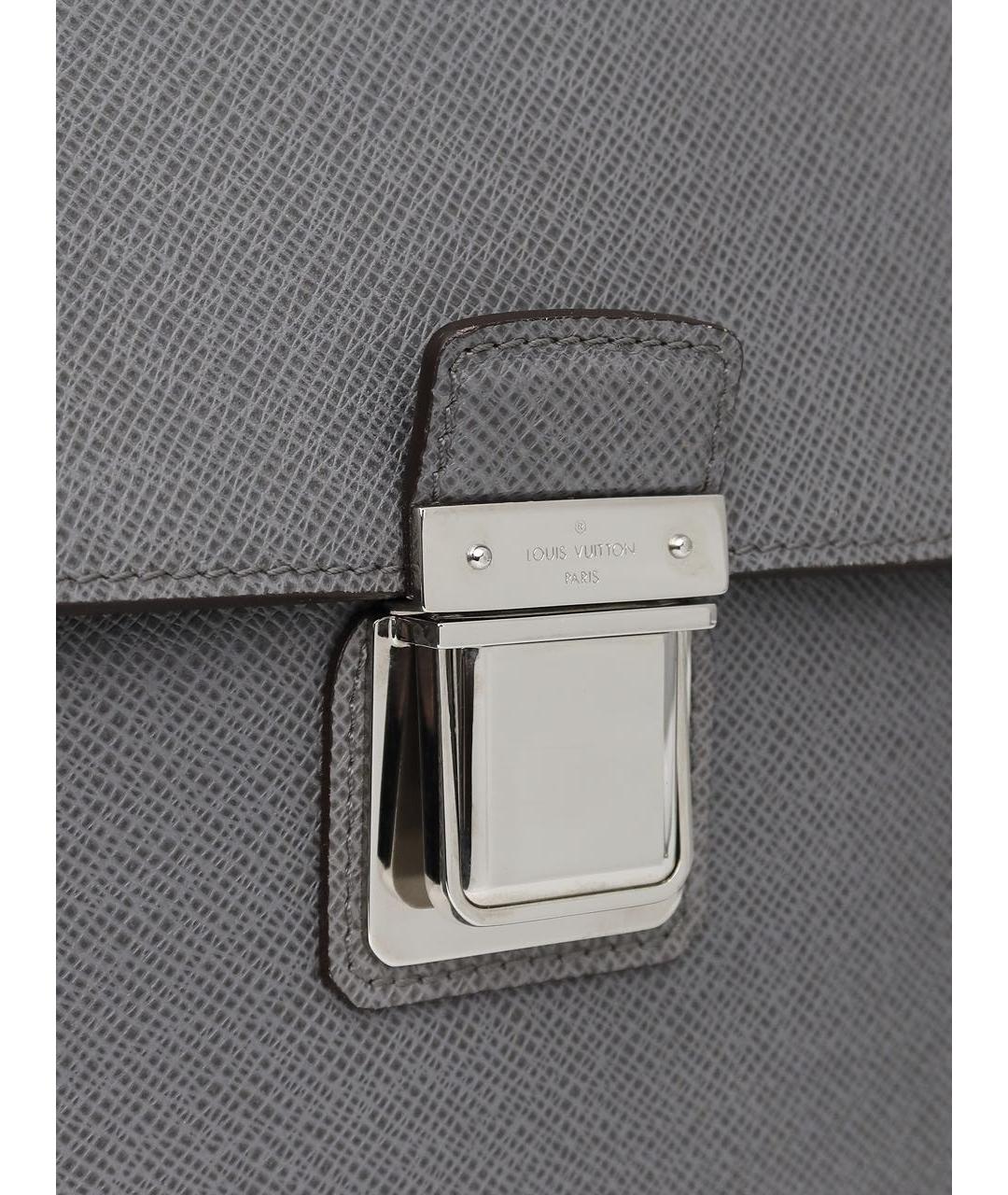 LOUIS VUITTON Серый кожаный портфель, фото 7