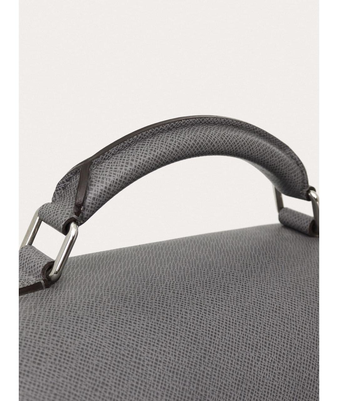 LOUIS VUITTON Серый кожаный портфель, фото 6