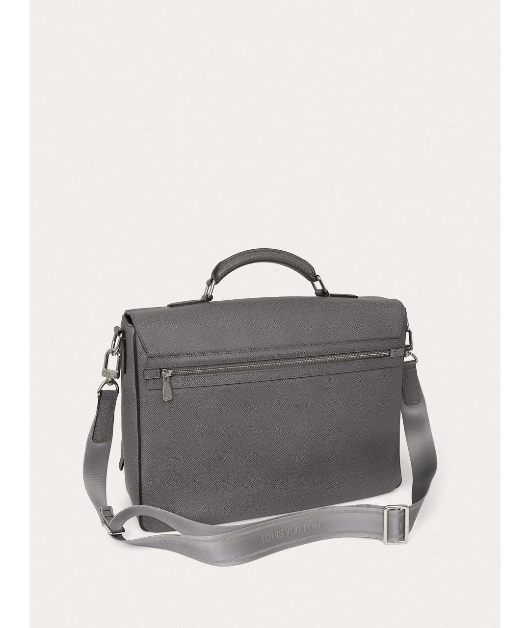 LOUIS VUITTON Серый кожаный портфель, фото 3