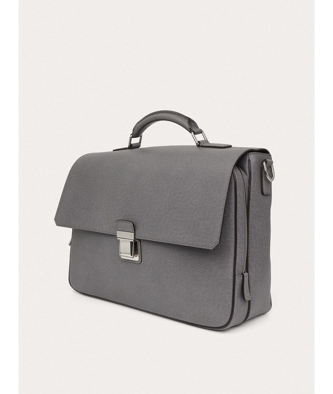 LOUIS VUITTON Серый кожаный портфель, фото 2