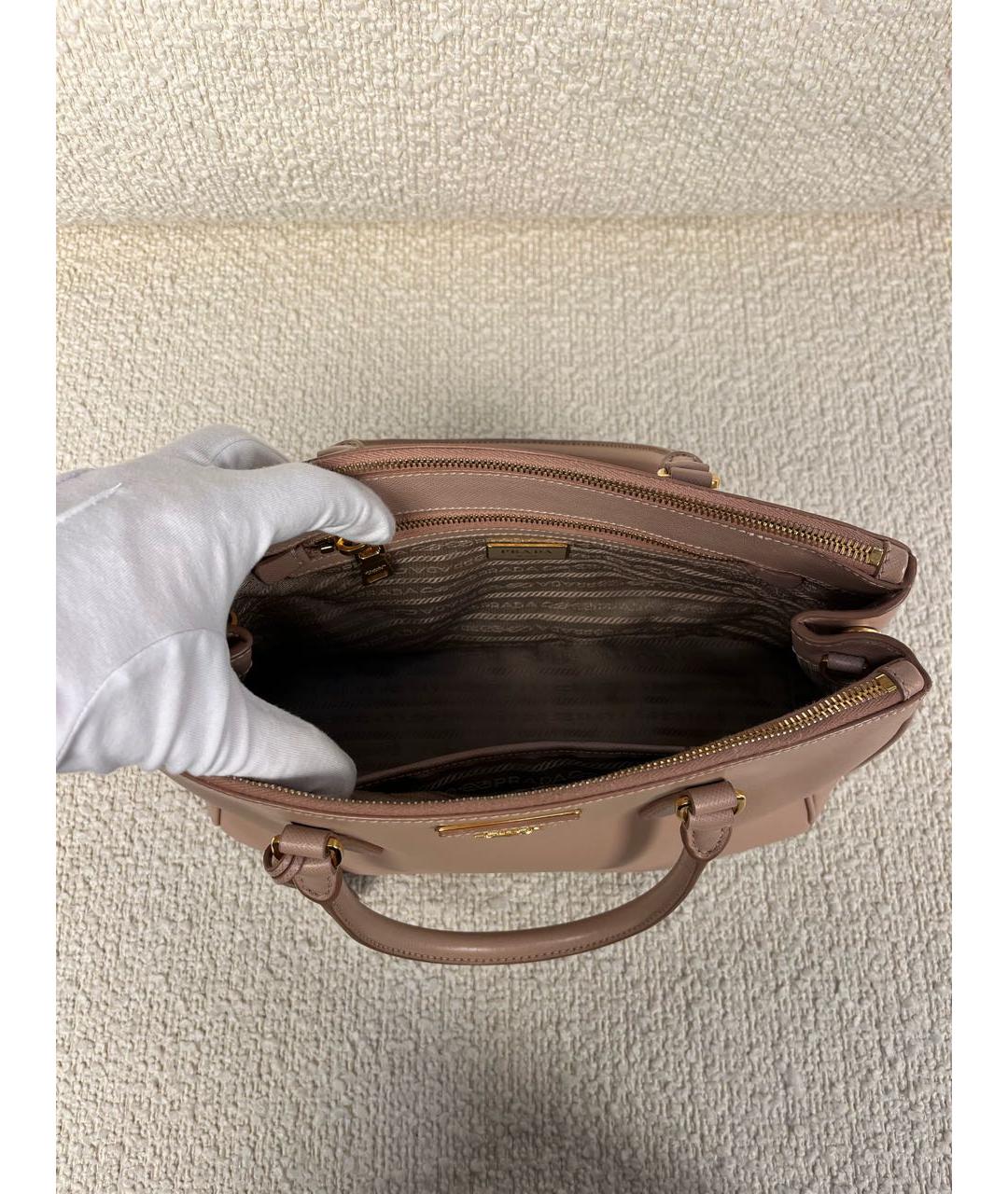 PRADA Розовая кожаная сумка с короткими ручками, фото 4