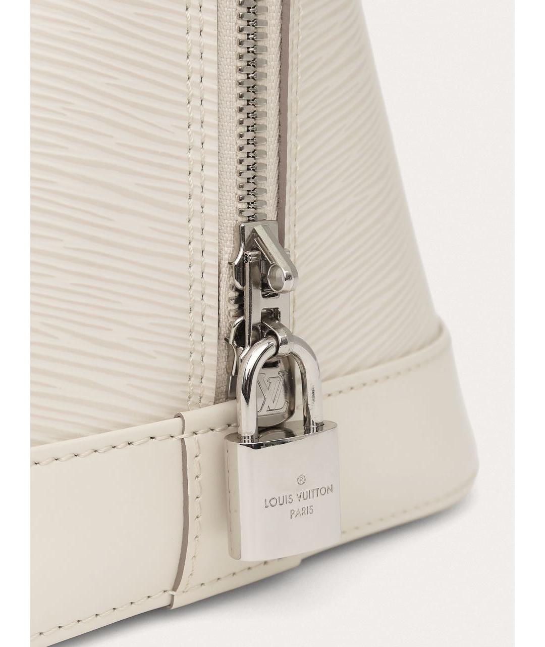 LOUIS VUITTON Белая кожаная сумка с короткими ручками, фото 7