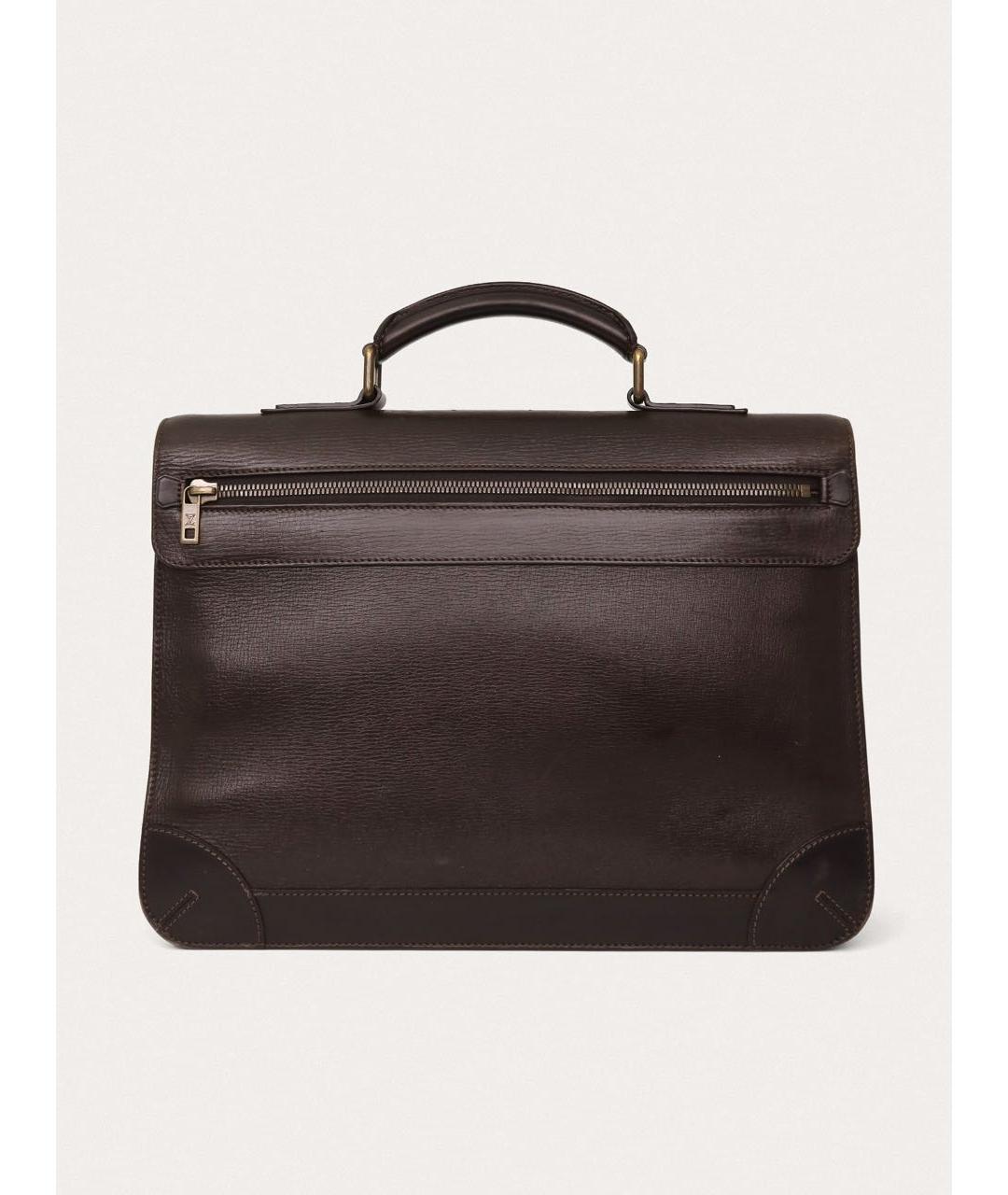 LOUIS VUITTON Коричневый кожаный портфель, фото 3