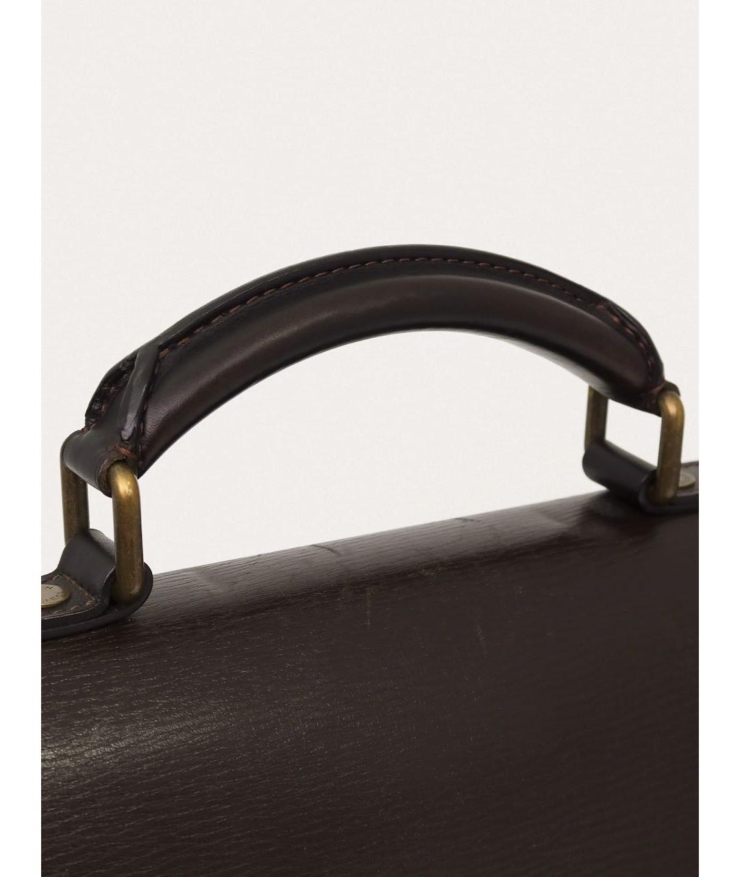 LOUIS VUITTON Коричневый кожаный портфель, фото 7