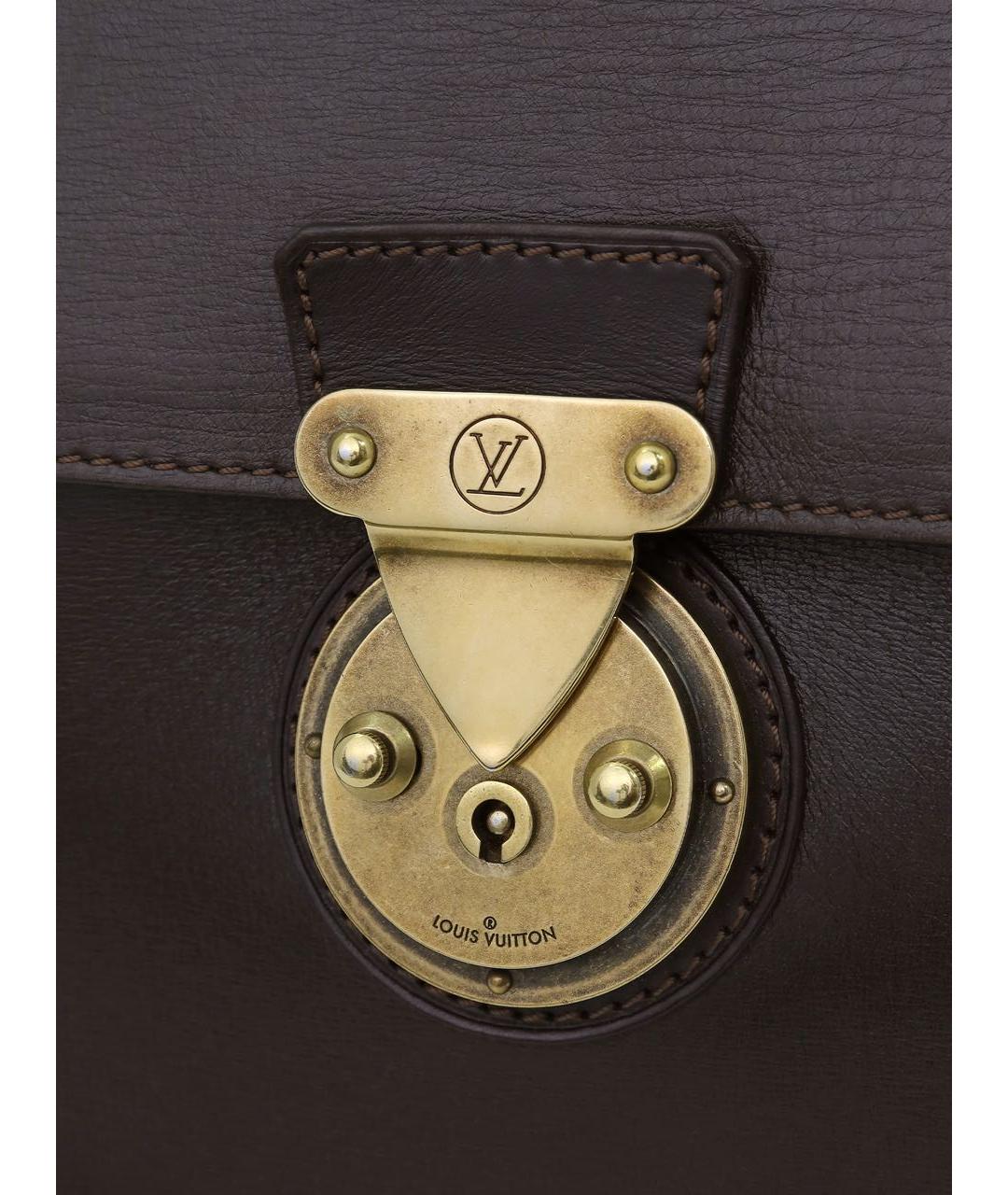 LOUIS VUITTON Коричневый кожаный портфель, фото 6