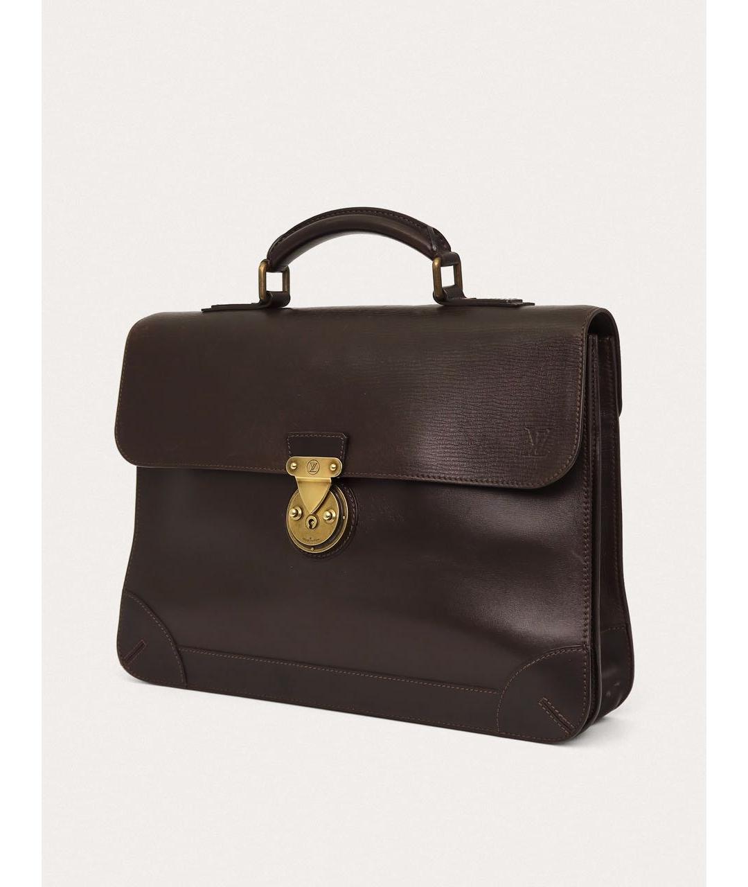 LOUIS VUITTON Коричневый кожаный портфель, фото 2