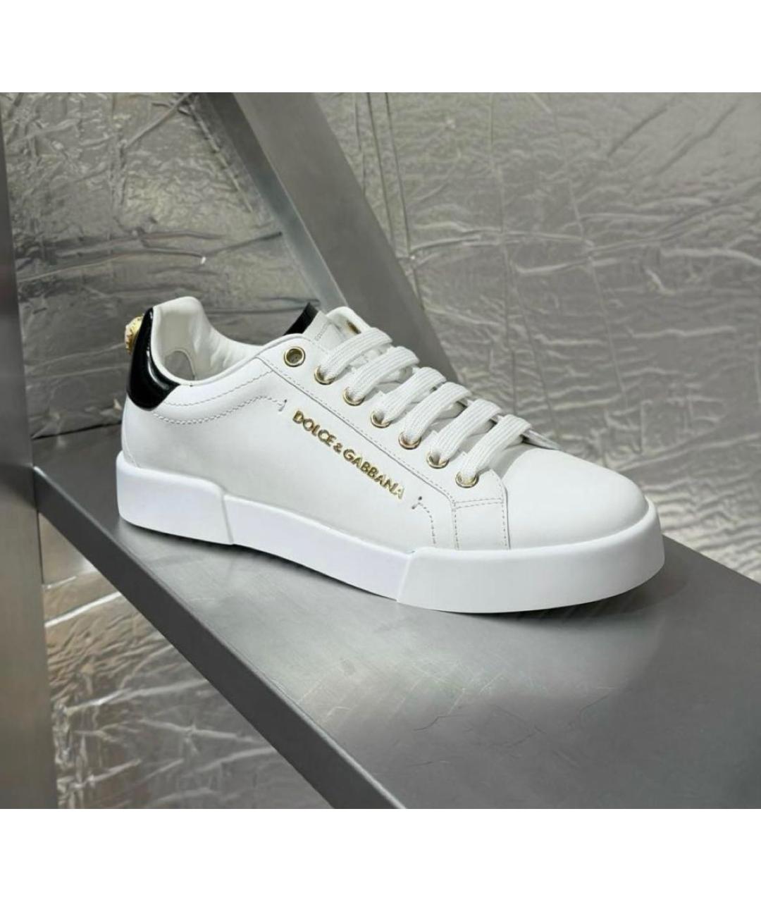 DOLCE&GABBANA Белые кожаные кеды, фото 7