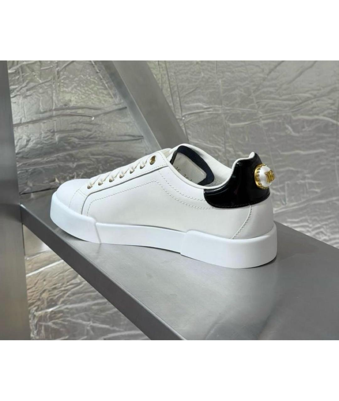 DOLCE&GABBANA Белые кожаные кеды, фото 8