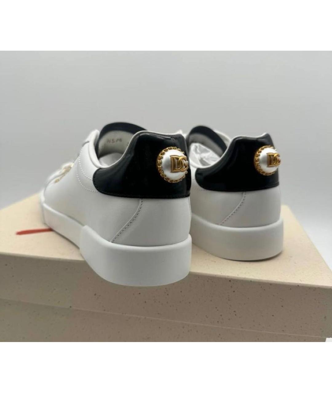 DOLCE&GABBANA Белые кожаные кеды, фото 6