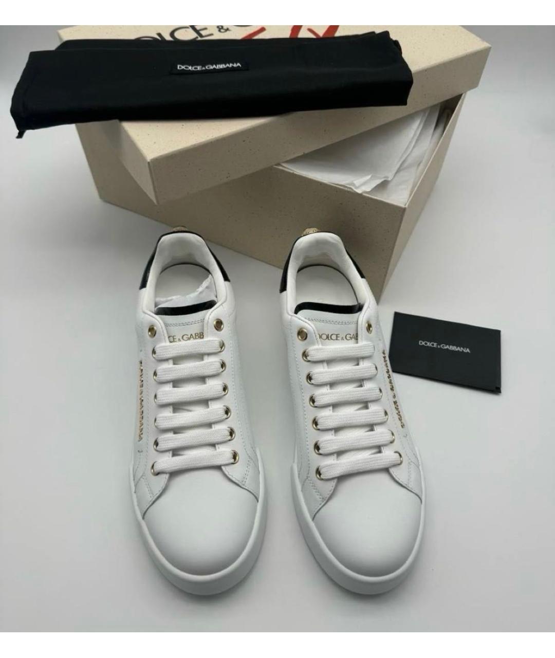 DOLCE&GABBANA Белые кожаные кеды, фото 5