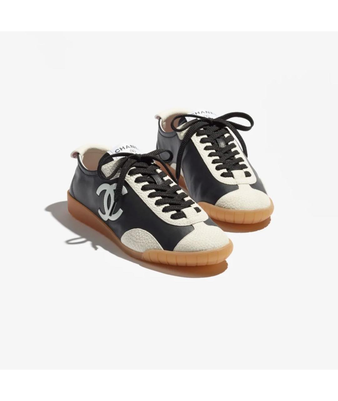 CHANEL Черные кожаные кеды, фото 4