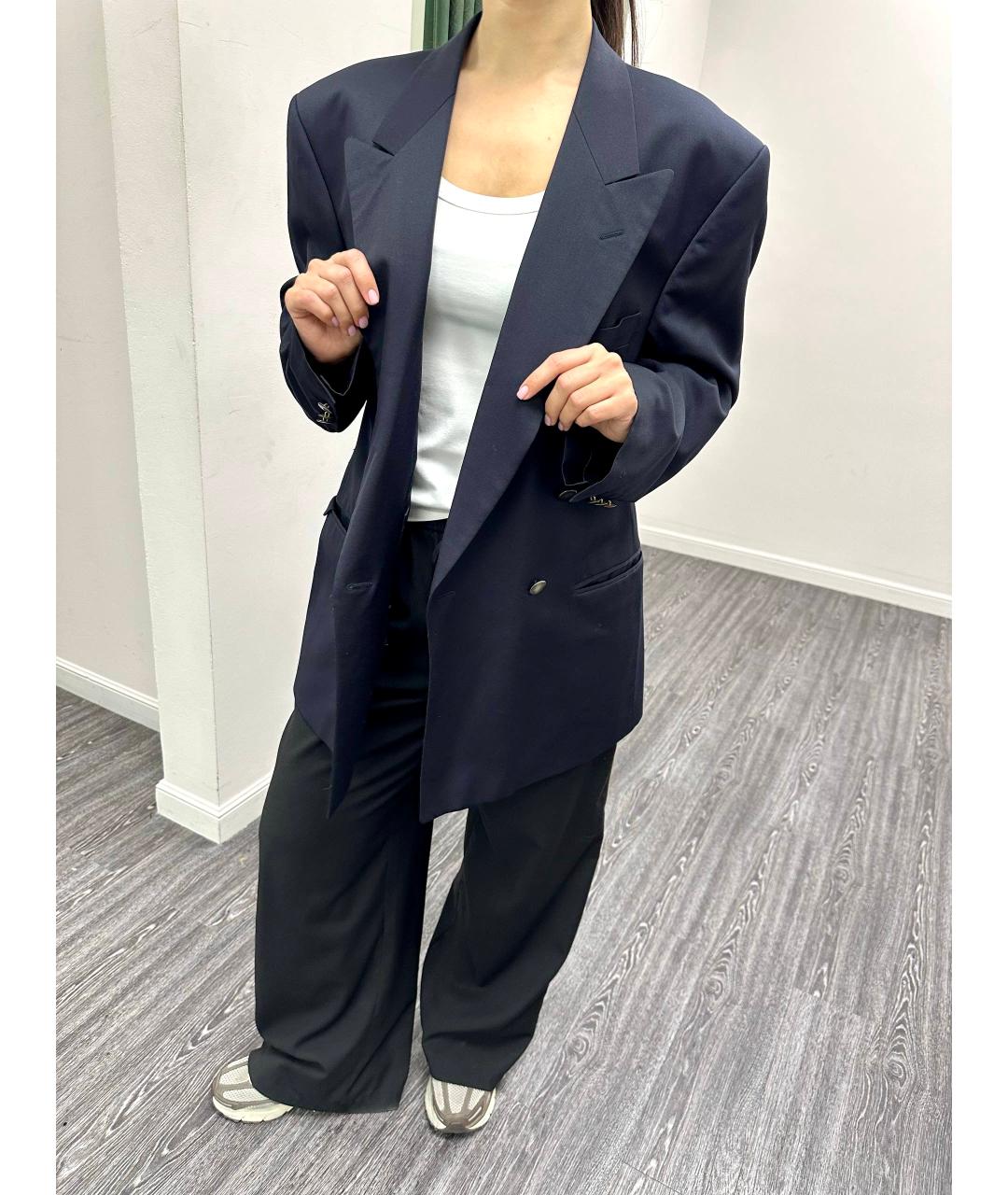 YVES SAINT LAURENT BEAUTY Темно-синий шерстяной пиджак, фото 9