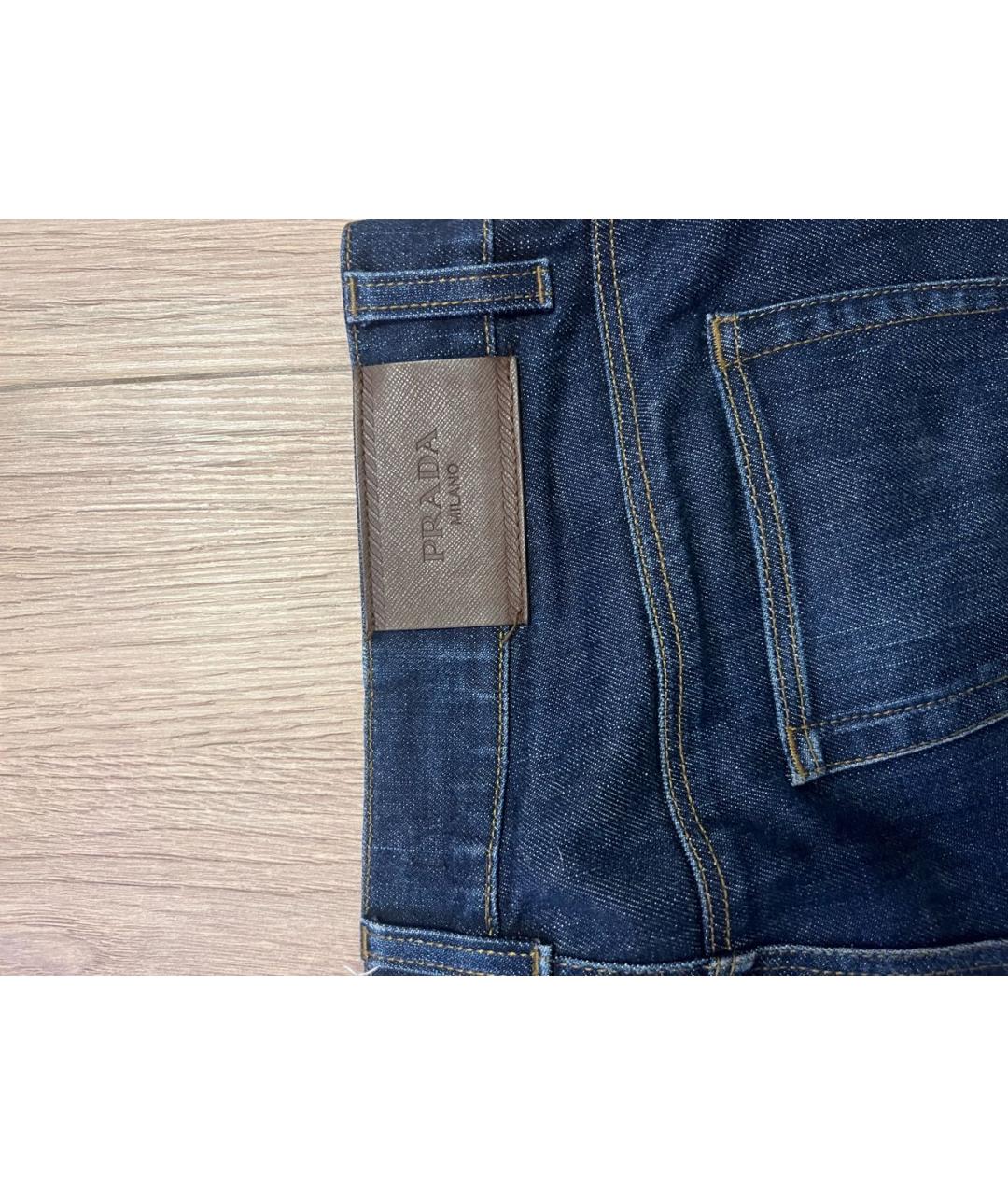 PRADA Темно-синие хлопковые прямые джинсы, фото 3