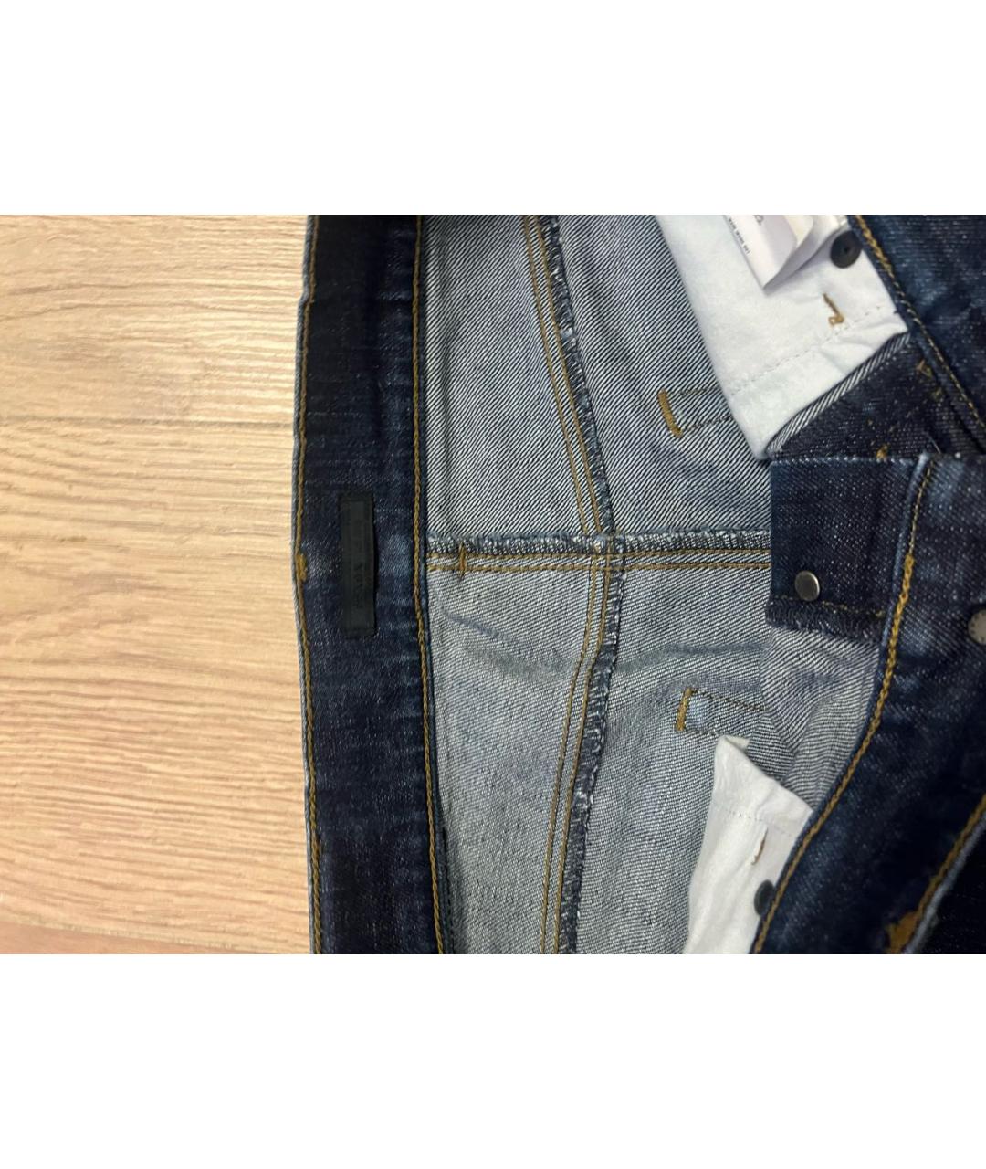 PRADA Темно-синие хлопковые прямые джинсы, фото 4