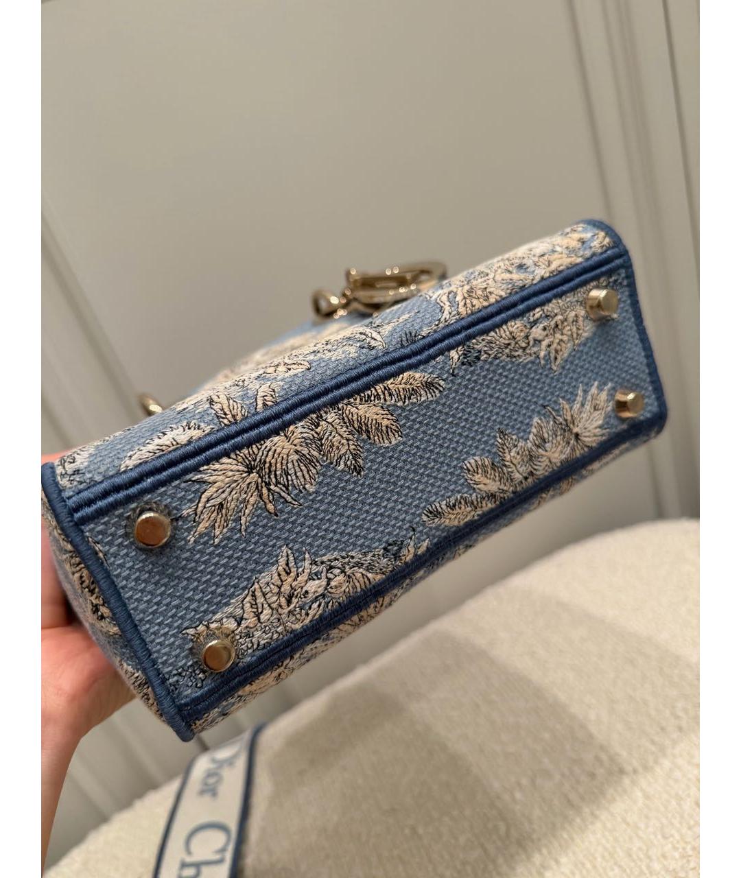 CHRISTIAN DIOR Голубая тканевая сумка с короткими ручками, фото 3