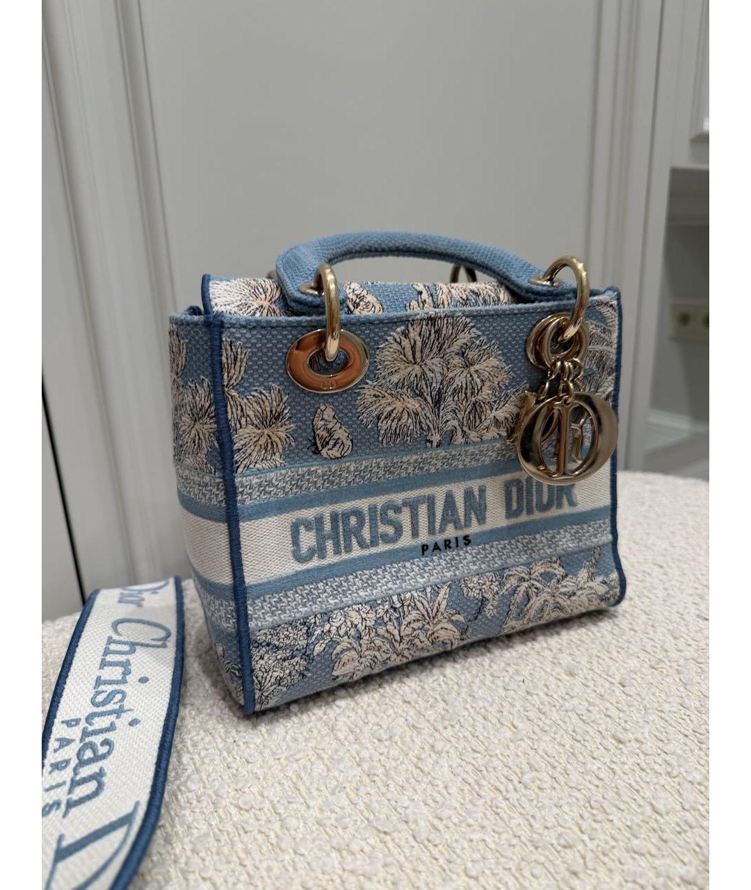 CHRISTIAN DIOR Голубая тканевая сумка с короткими ручками, фото 6