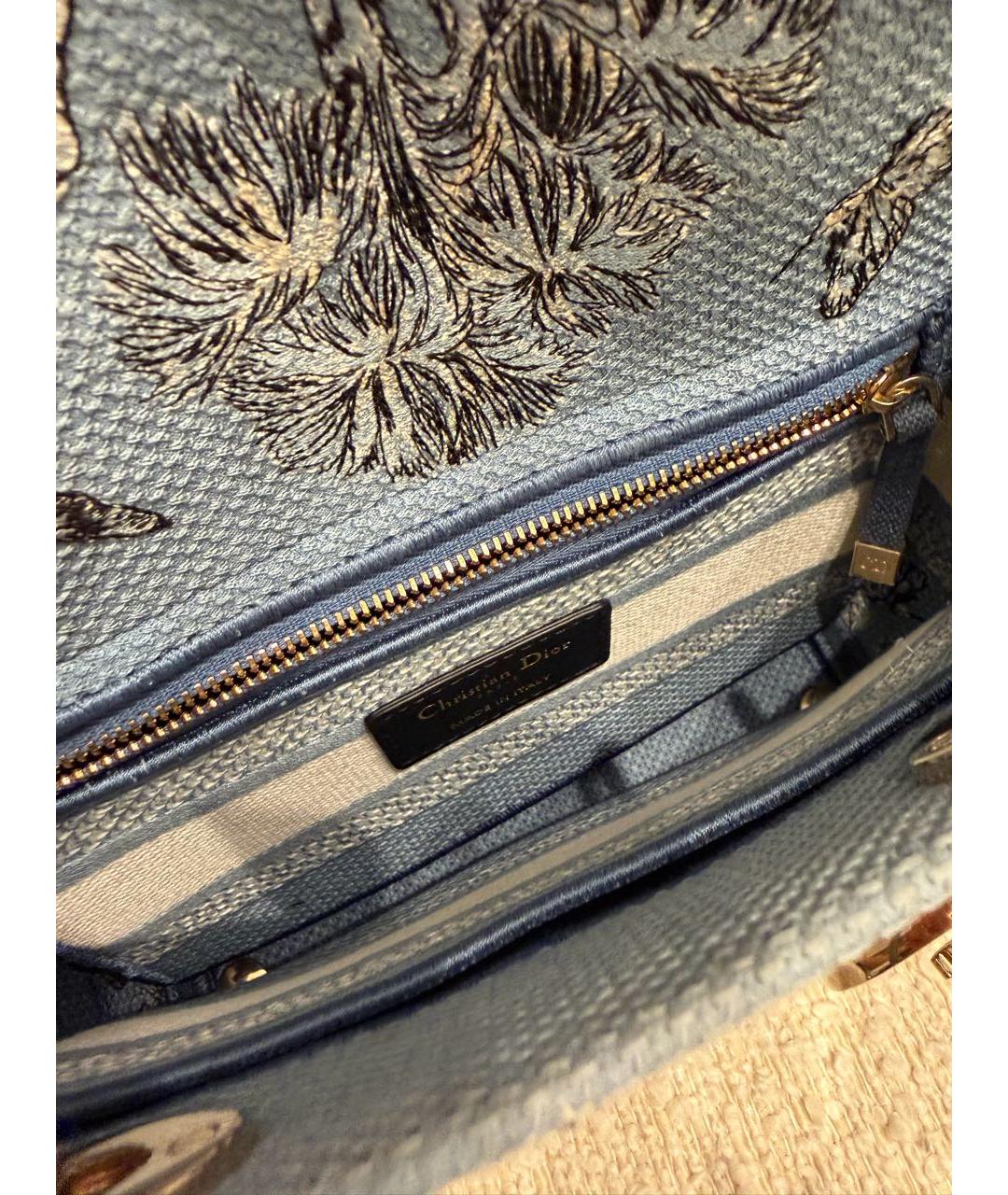 CHRISTIAN DIOR Голубая тканевая сумка с короткими ручками, фото 5
