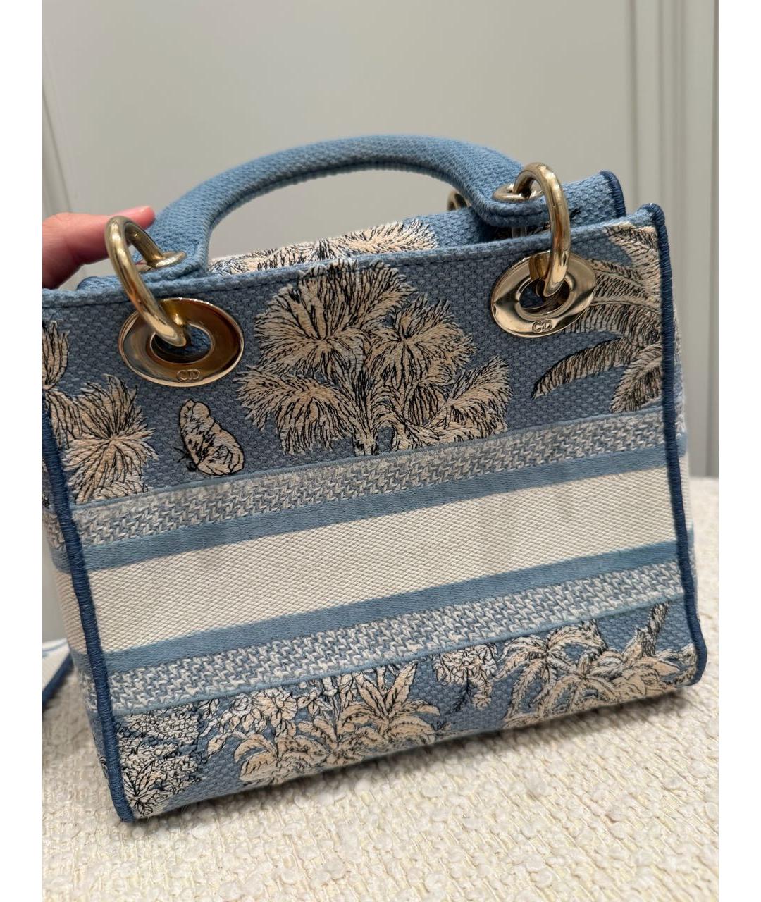 CHRISTIAN DIOR Голубая тканевая сумка с короткими ручками, фото 2