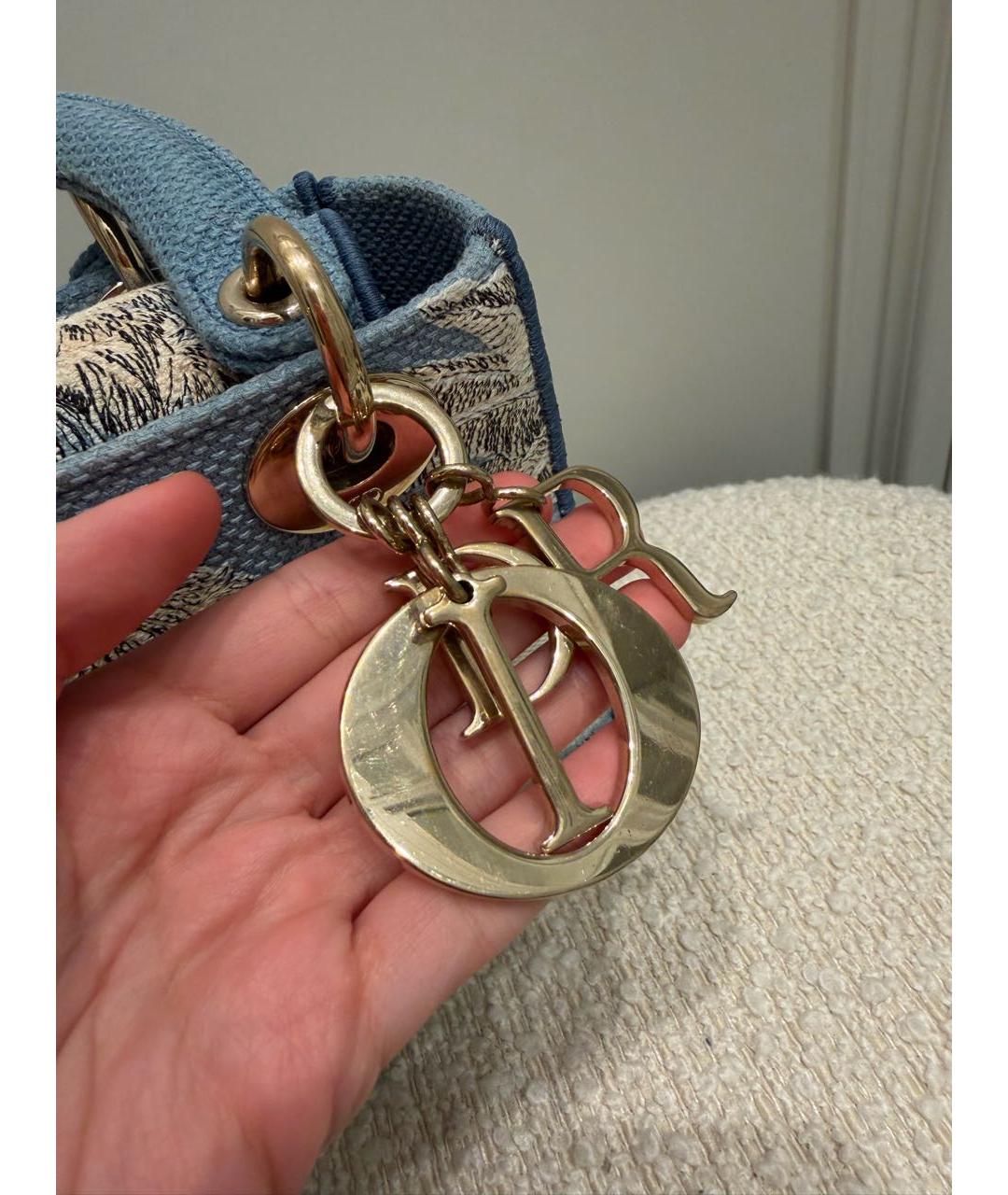 CHRISTIAN DIOR Голубая тканевая сумка с короткими ручками, фото 4