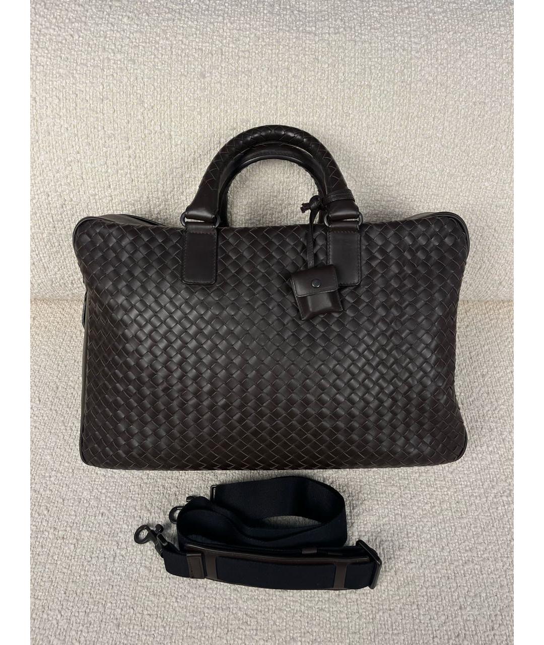 BOTTEGA VENETA Коричневый кожаный портфель, фото 9