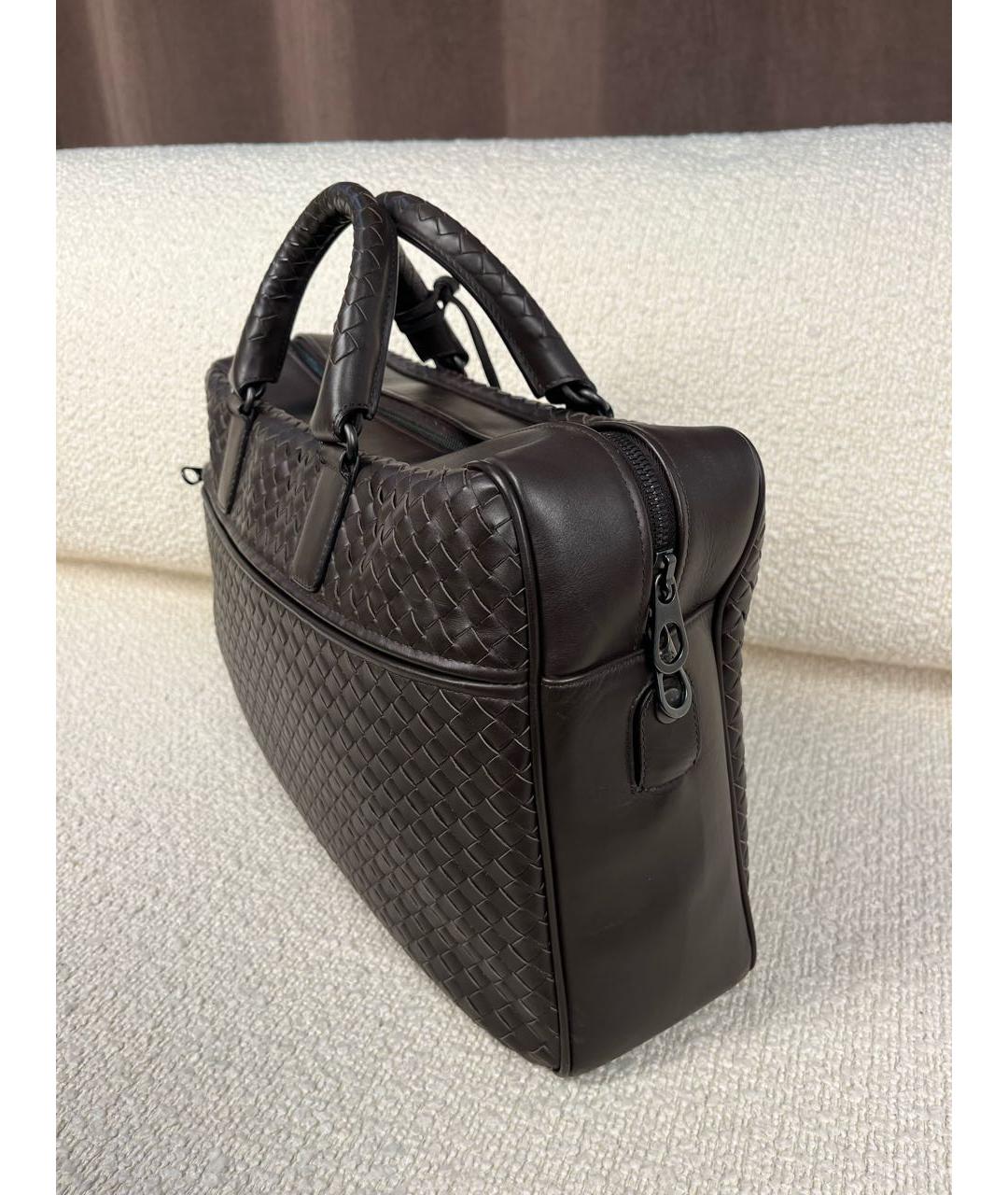 BOTTEGA VENETA Коричневый кожаный портфель, фото 7