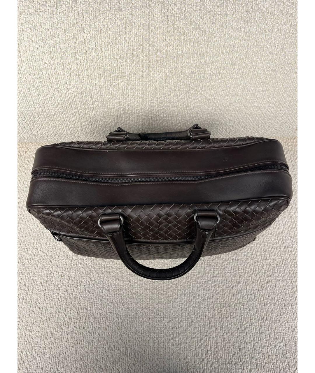 BOTTEGA VENETA Коричневый кожаный портфель, фото 4