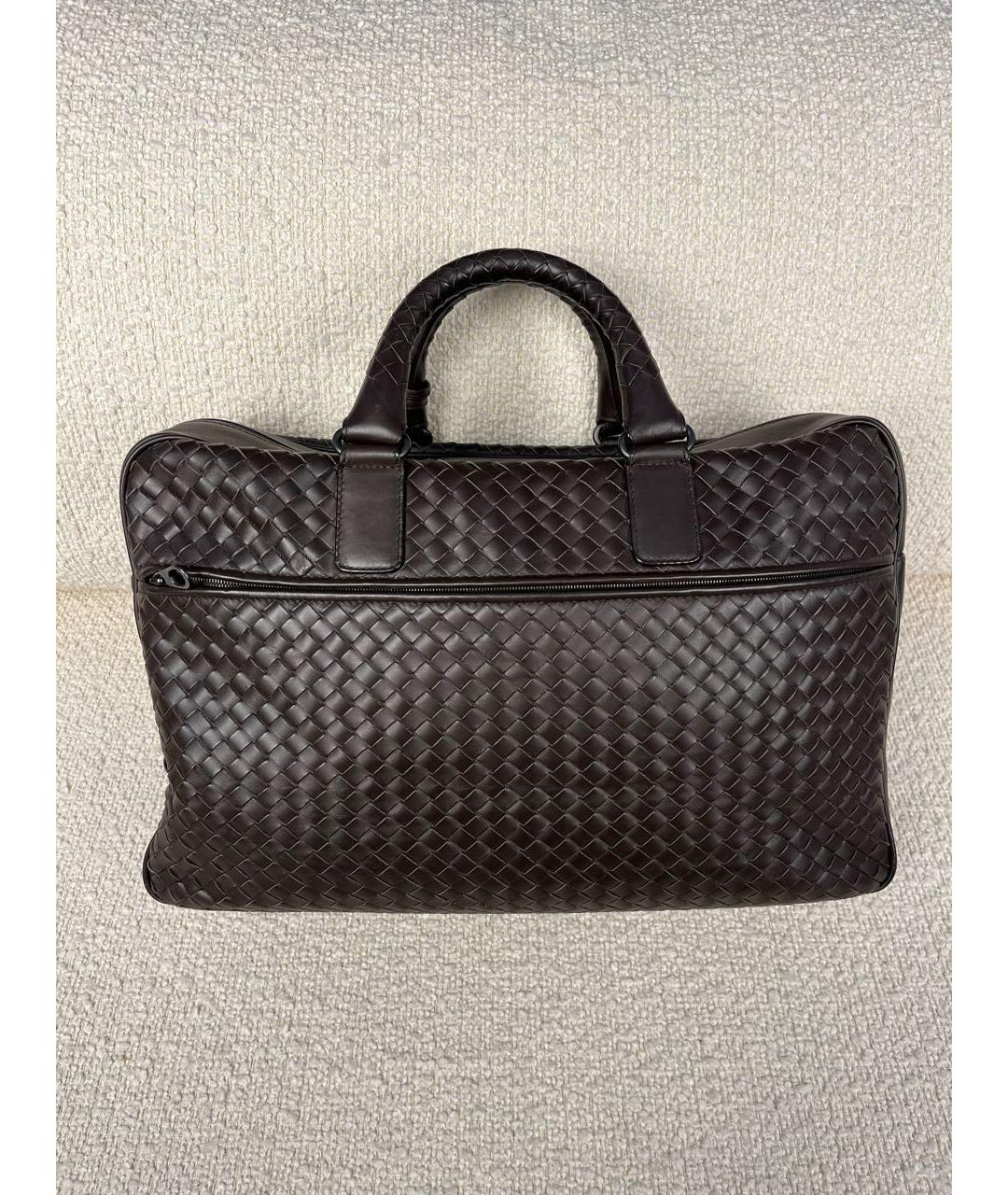 BOTTEGA VENETA Коричневый кожаный портфель, фото 3