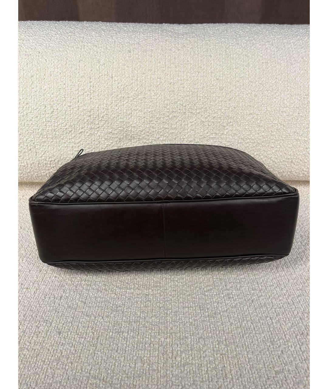 BOTTEGA VENETA Коричневый кожаный портфель, фото 6