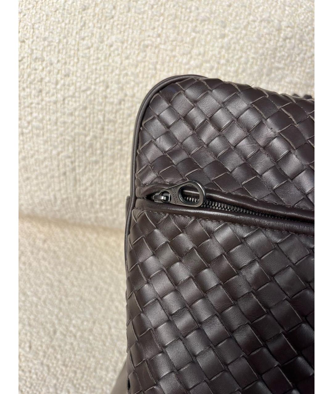 BOTTEGA VENETA Коричневый кожаный портфель, фото 8