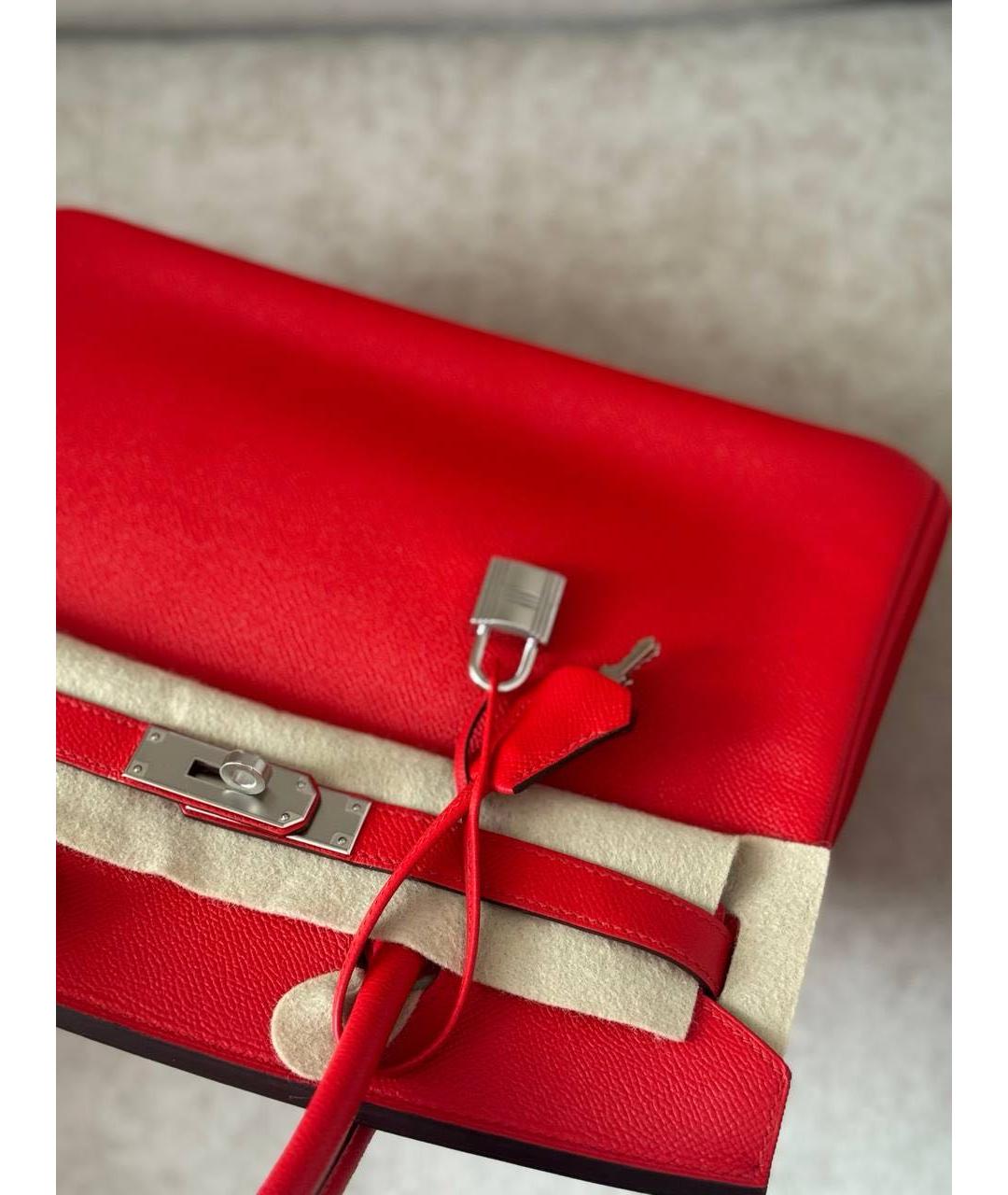HERMES Красная кожаная сумка с короткими ручками, фото 2