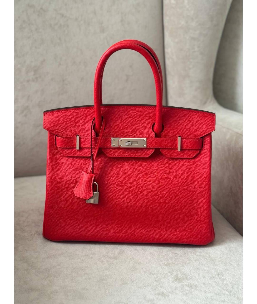 HERMES Красная кожаная сумка с короткими ручками, фото 9