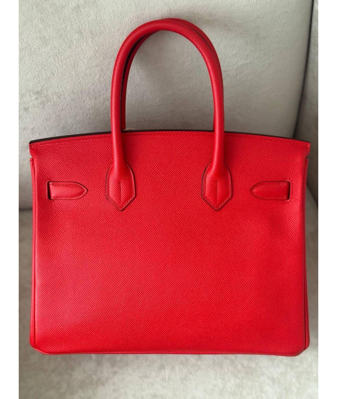 HERMES Красная кожаная сумка с короткими ручками, фото 5