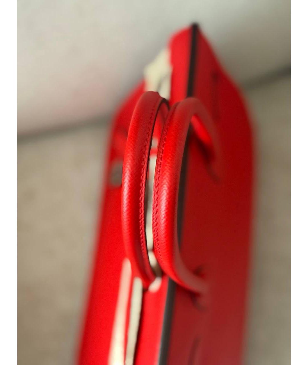 HERMES Красная кожаная сумка с короткими ручками, фото 4
