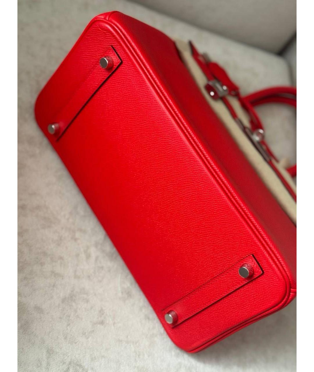 HERMES Красная кожаная сумка с короткими ручками, фото 6
